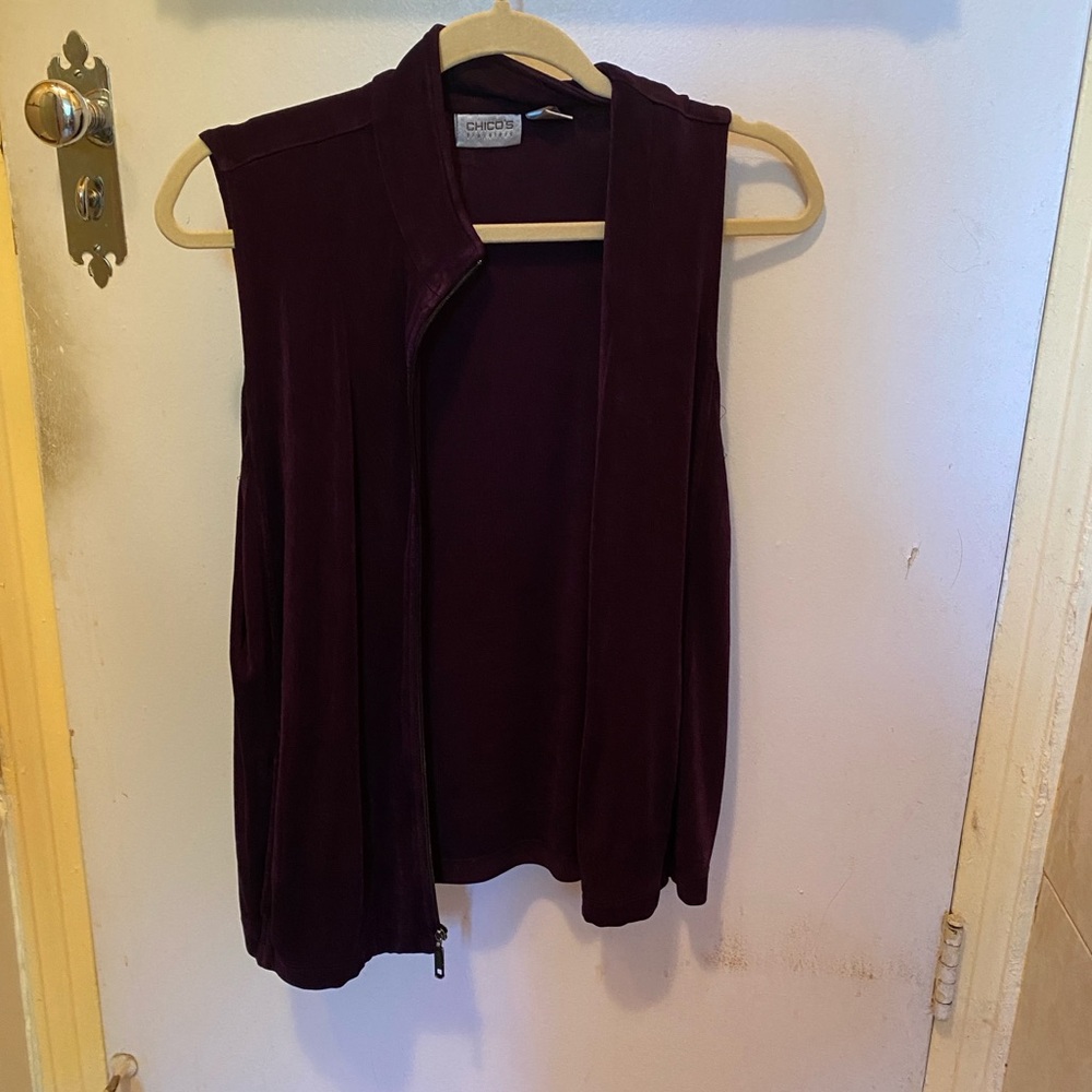 Chico's Eggplant Purple Zip Vest S/M - Picture 2 of 9
